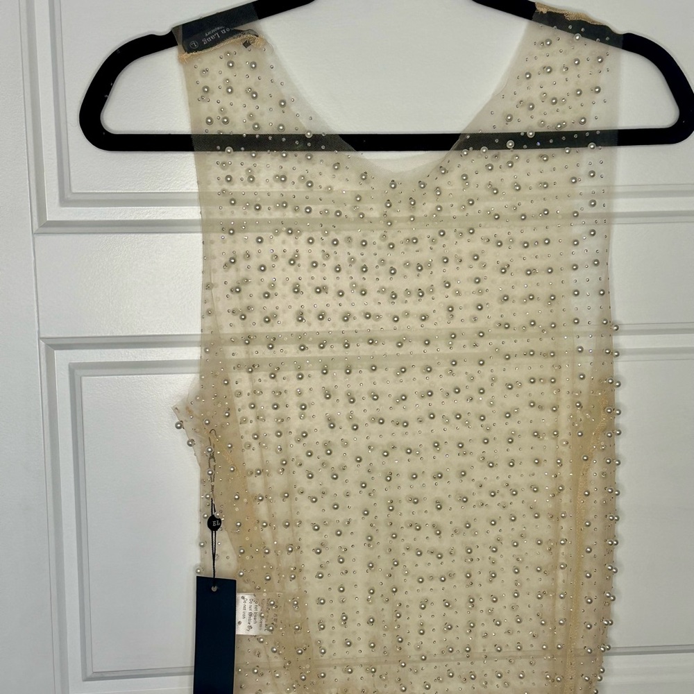 Jeweled Pearl Mesh Tank Top